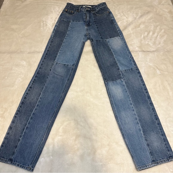 PacSun High Waist Boyfriend Patchwork Denim Jeans Size 22 - Picture 2 of 14